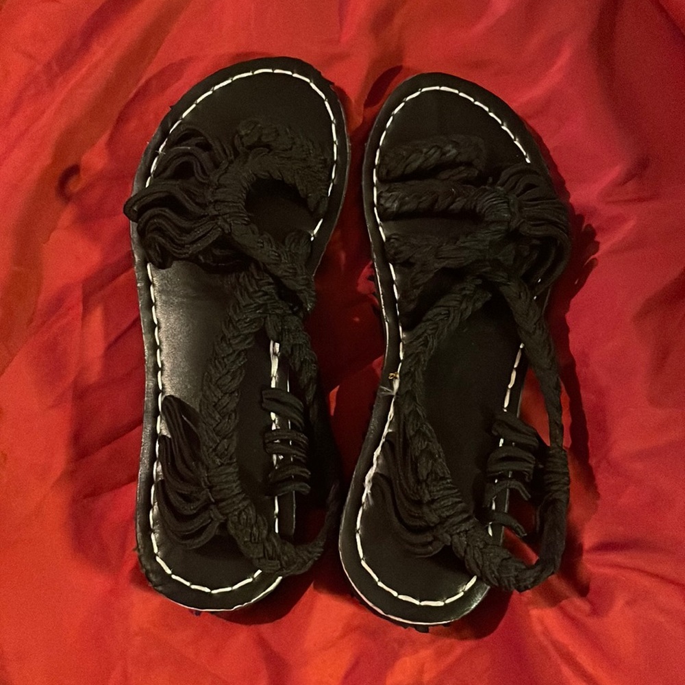 Black and white sandals
